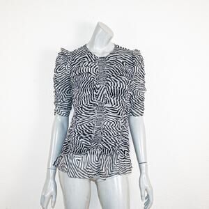 Isabel Marant Etoile Women's Ruched Tiered Silk Blouse Striped sz 42